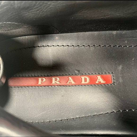 PRADA 4E2632 MENS 2 TONE BLUE BLACK SUEDE LOGO SHOES SNEAKERS